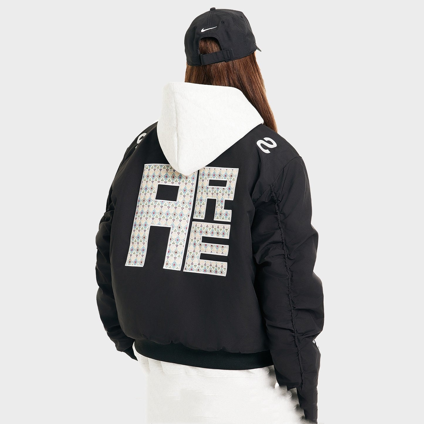 American Street Embroidered Letter Stand Collar Flight Jacket