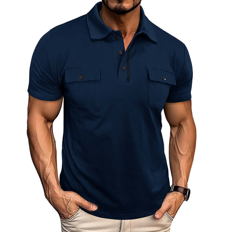 men's summer polo shirt with pockets