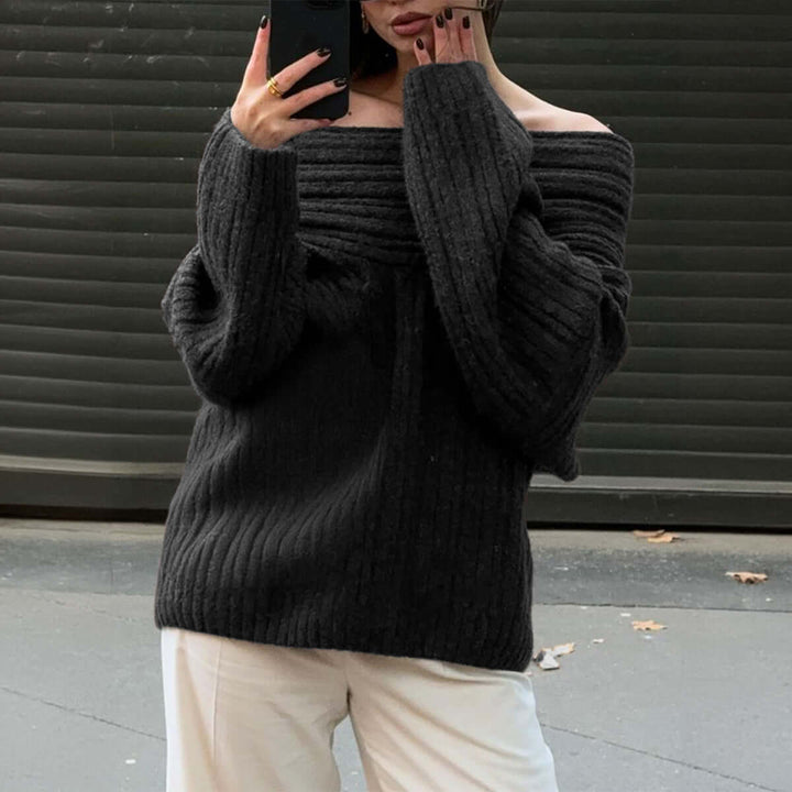 Loose Pullover Trumpet Sleeve Sweater Y2K Fashion One-shoulder Knitted Tops Winter Womens Clothing