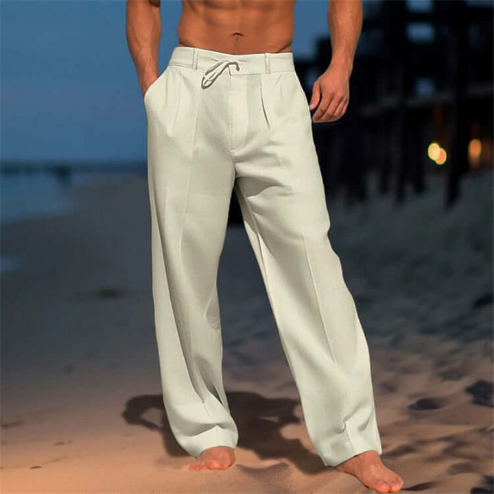 Men's wide-leg drawstring pants in a relaxed fit, perfect for beach wear and all-day comfort.