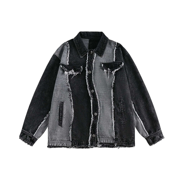 Men's denim jacket with contrast stitching and distressed detailing, perfect for stylish casual wear.